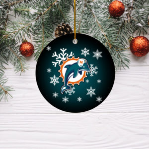 Miami Dolphins Merry Christmas Circle Ornament