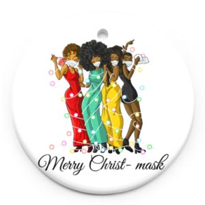 Black Women Merry Christ-mask Ornament