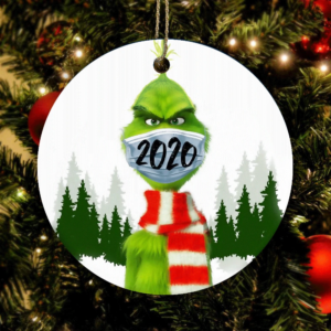 Grinch Mask Christmas 2020 Quarantine Time Ornament