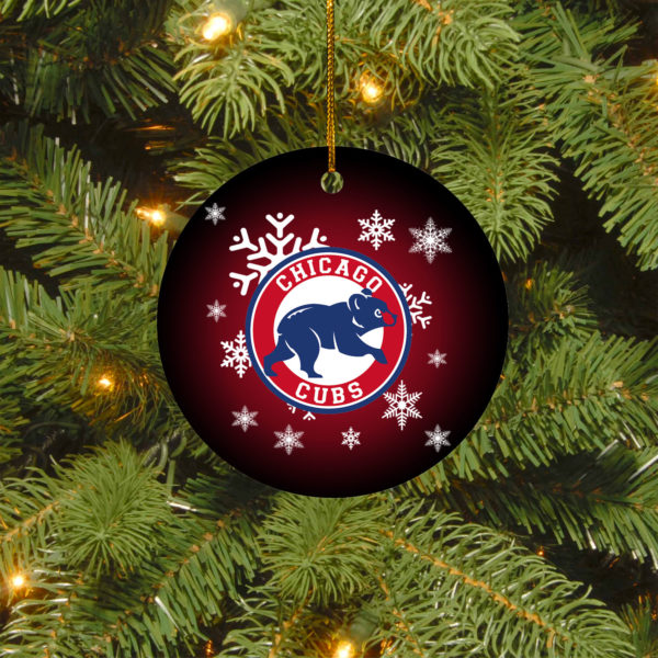 Chicago Cubs Merry Christmas Circle Ornament