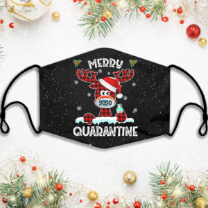 Buffalo Plaid Reindeer Merry Quarantine Face Mask