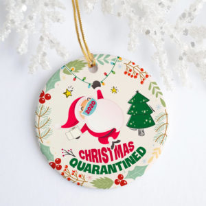 Santa Wearing Mask 2020 Decorative Christmas Circle Ornament
