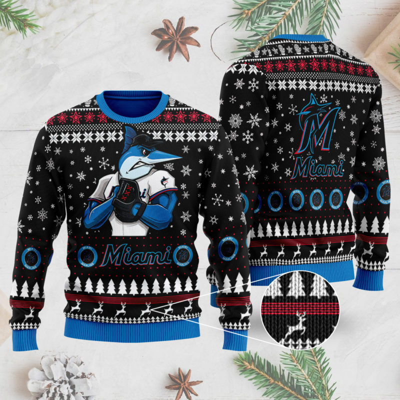 Miami Marlins 3D Ugly Christmas Sweater