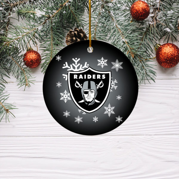 Las Vegas Raiders Merry Christmas Circle Ornament