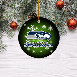 Seattle Seahawks Merry Christmas Circle Ornament