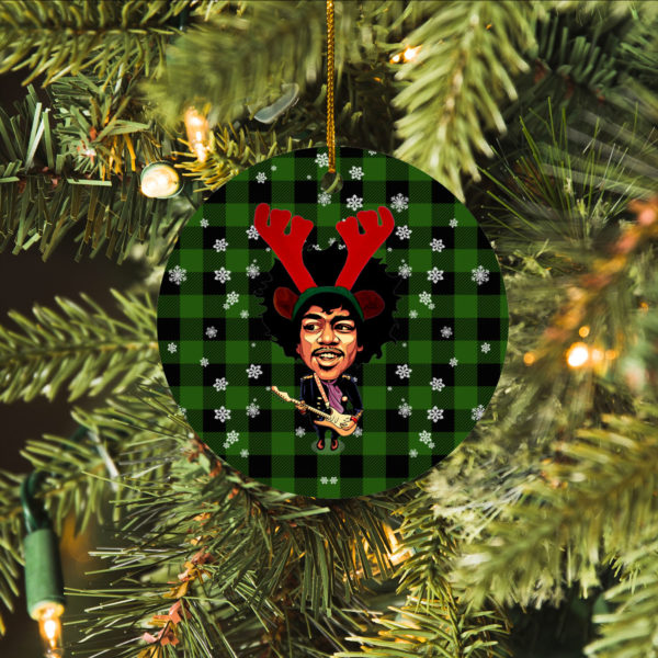 Jimi Hendrix Merry Christmas Circle Ornament