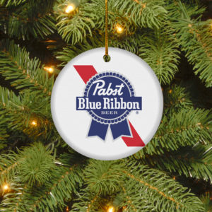 Pabst Blue Ribbon Merry Christmas Circle Ornament