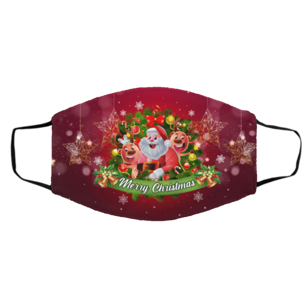 Merry Christmas Cute Cartoon Santa Claus Reindeer Face Mask