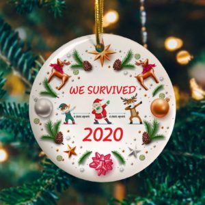 We Survived 2020 6 Feet Apart Social Distancing Christmas Decorative Ornament