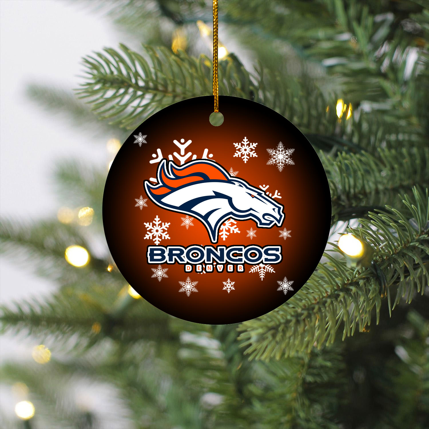 Denver Broncos Christmas Merry Christmas Circle Ornament