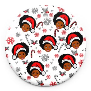 Black Women Christmas Pattern Ornament