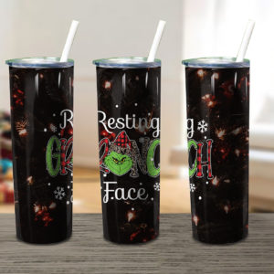 Resting Grinch Face Christmas Skinny Tumbler