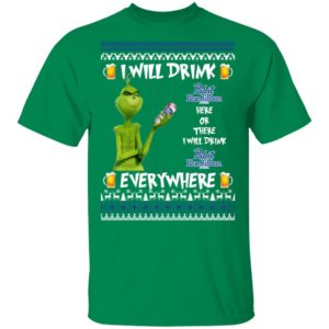 Grinch I Will Drink Pabst Blue Ribbon Here And There Everywhere Sweatshirt