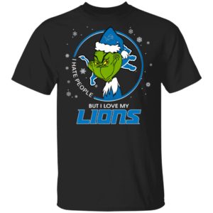 I Hate People But I Love My Detroit Lions Grinch Shirt