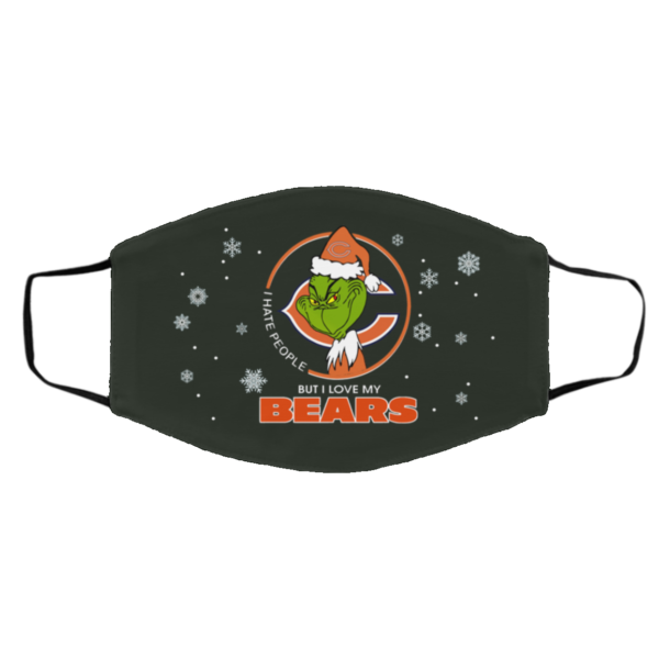 I Hate People But I Love My Chicago Bears Grinch Face Mask