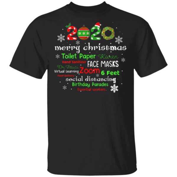 Womens Christmas 2020 in Quarantine with Face Mask Stay 6 Feet T-Shirt