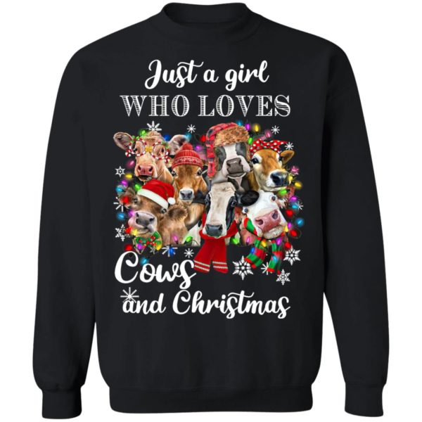 Just A Girl Who Loves Cows And Christmas Sweatshirt, Hoodie