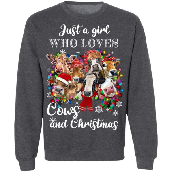 Just A Girl Who Loves Cows And Christmas Sweatshirt, Hoodie