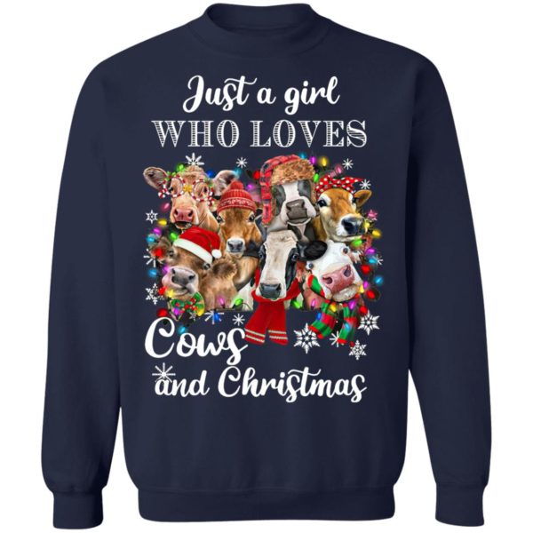 Just A Girl Who Loves Cows And Christmas Sweatshirt, Hoodie