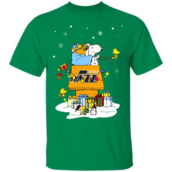 Utah Jazz Santa Snoopy Wish You A Merry Christmas Shirt