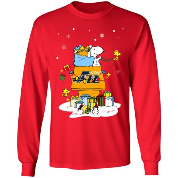 Utah Jazz Santa Snoopy Wish You A Merry Christmas Shirt