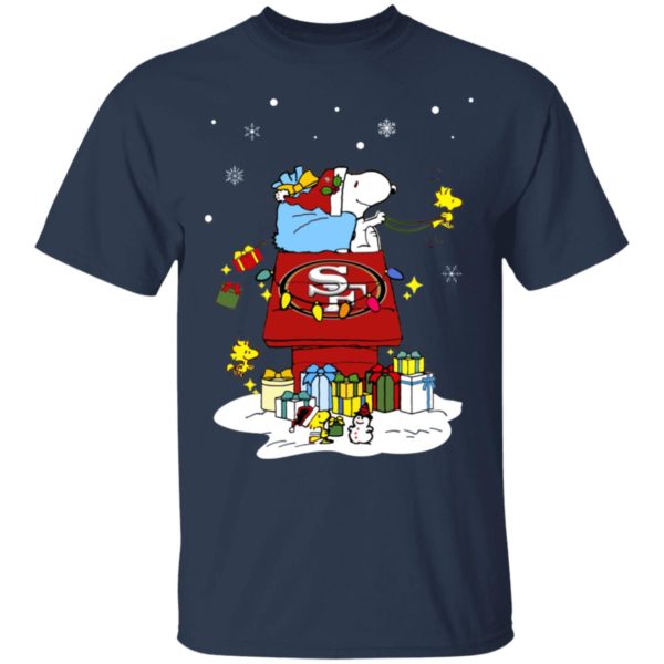 San Francisco 49ers Santa Snoopy Wish You A Merry Christmas Shirt