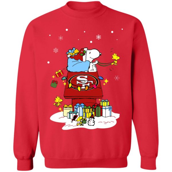 San Francisco 49ers Santa Snoopy Wish You A Merry Christmas Shirt