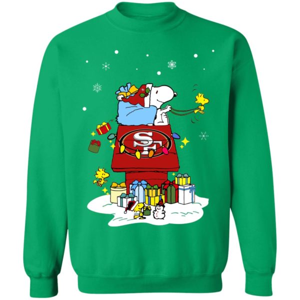 San Francisco 49ers Santa Snoopy Wish You A Merry Christmas Shirt
