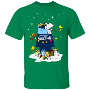 Seattle Seahawks Santa Snoopy Wish You A Merry Christmas Shirt