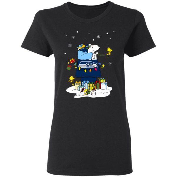 Seattle Seahawks Santa Snoopy Wish You A Merry Christmas Shirt