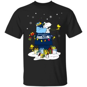 Seattle Seahawks Santa Snoopy Wish You A Merry Christmas Shirt