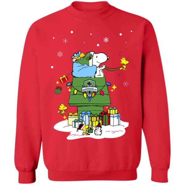 Seattle Sounders FC Santa Snoopy Wish You A Merry Christmas Shirt