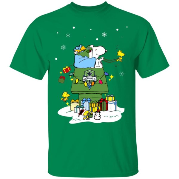 Seattle Sounders FC Santa Snoopy Wish You A Merry Christmas Shirt