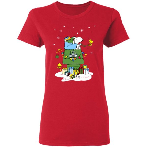 Seattle Sounders FC Santa Snoopy Wish You A Merry Christmas Shirt