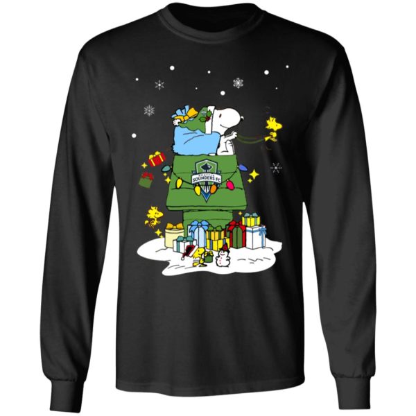 Seattle Sounders FC Santa Snoopy Wish You A Merry Christmas Shirt