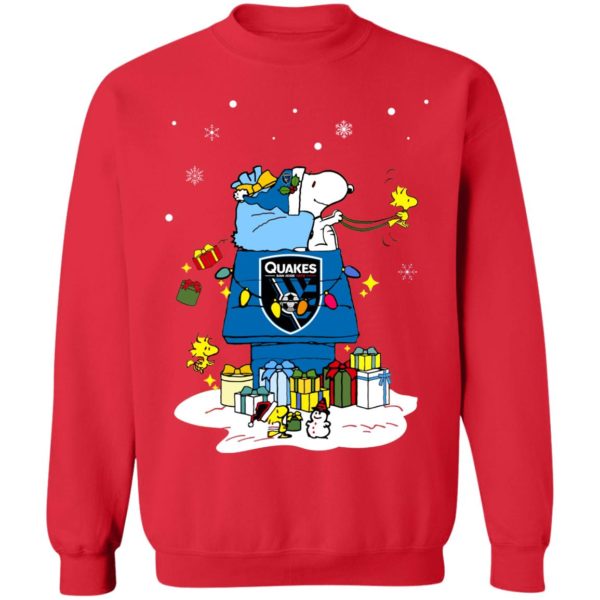 San Jose Earthquakes Santa Snoopy Wish You A Merry Christmas Shirt