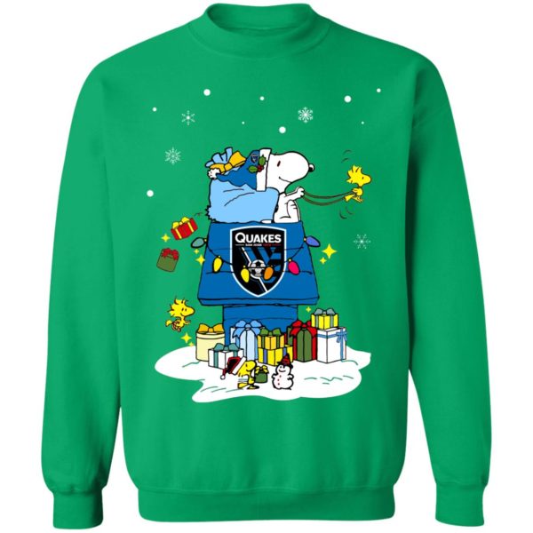 San Jose Earthquakes Santa Snoopy Wish You A Merry Christmas Shirt