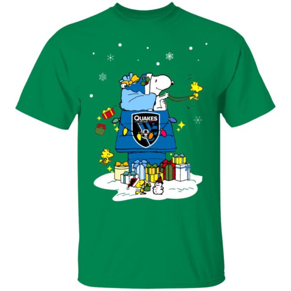 San Jose Earthquakes Santa Snoopy Wish You A Merry Christmas Shirt