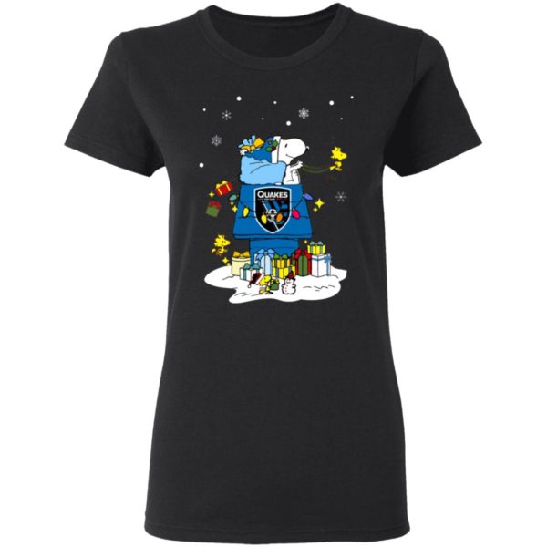 San Jose Earthquakes Santa Snoopy Wish You A Merry Christmas Shirt