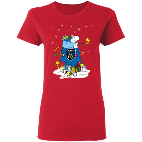 San Jose Earthquakes Santa Snoopy Wish You A Merry Christmas Shirt