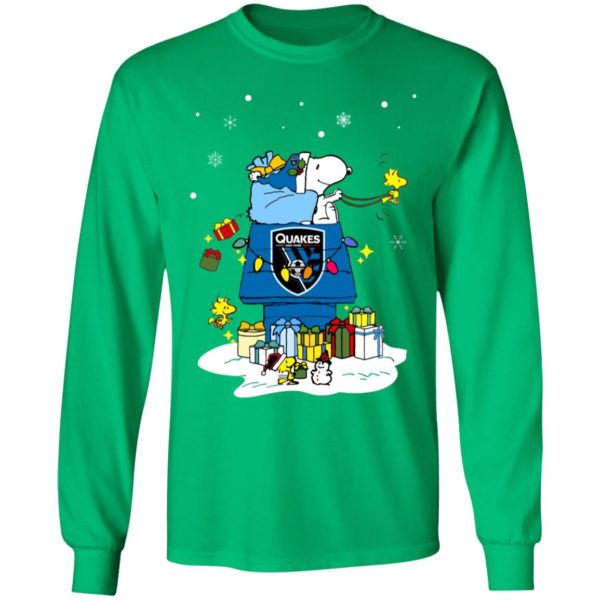 San Jose Earthquakes Santa Snoopy Wish You A Merry Christmas Shirt