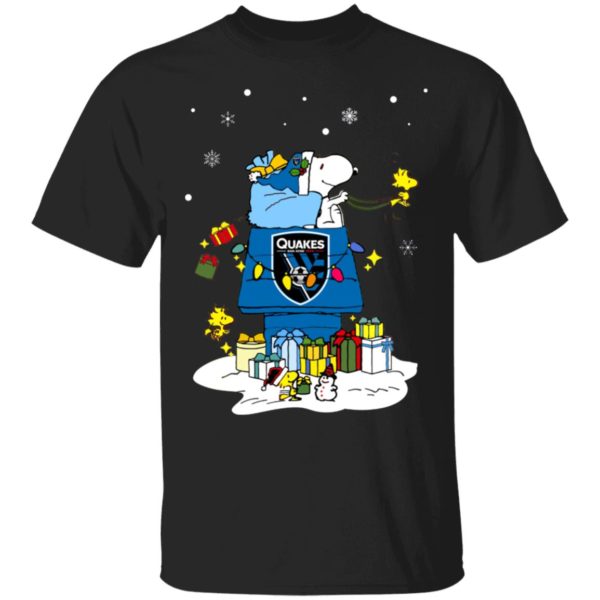 San Jose Earthquakes Santa Snoopy Wish You A Merry Christmas Shirt