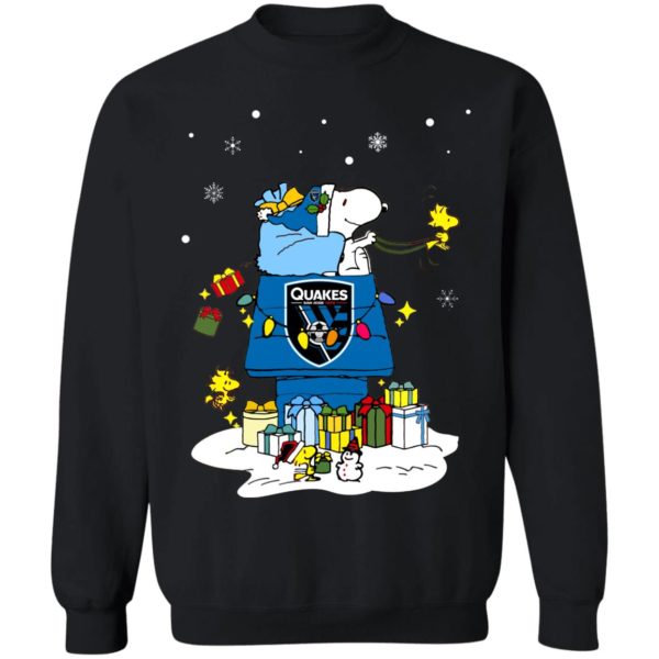 San Jose Earthquakes Santa Snoopy Wish You A Merry Christmas Shirt