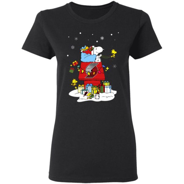 Portland Trail Blazers Santa Snoopy Wish You A Merry Christmas Shirt