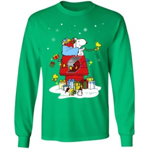 Portland Trail Blazers Santa Snoopy Wish You A Merry Christmas Shirt