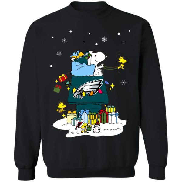 Philadelphia Eagles Santa Snoopy Wish You A Merry Christmas Shirt