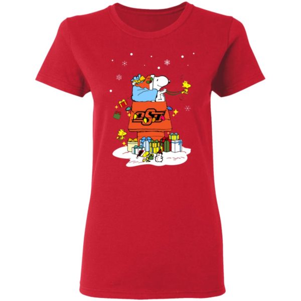 Oklahoma State Cowboys Santa Snoopy Wish You A Merry Christmas Shirt
