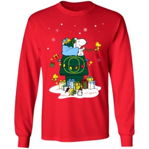 Oregon Ducks Santa Snoopy Wish You A Merry Christmas Shirt