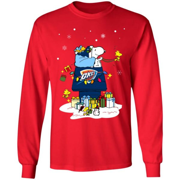 Oklahoma City Thunder Santa Snoopy Wish You A Merry Christmas Shirt