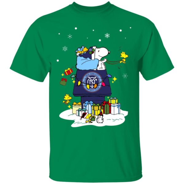 New York City FC Santa Snoopy Wish You A Merry Christmas Shirt